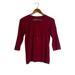 Jana red Empire-Waist Knit Cardigan Semi-Fitted A-Line 3/4 Sleeve